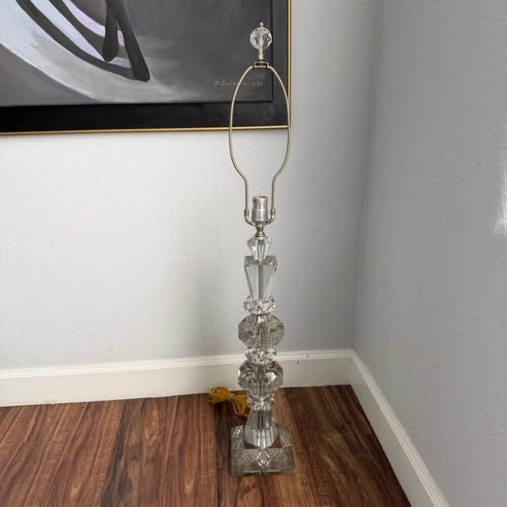 Heavy crystal tall table lamp 30”